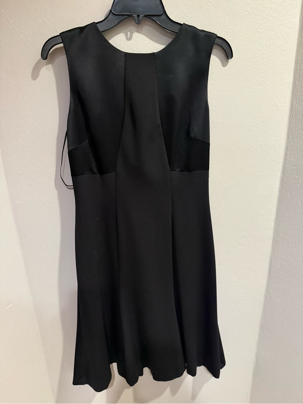 Ralph Lauren Black Sleeveless A-Line Dress,  Satin Panels, Bow-Back Size 8
